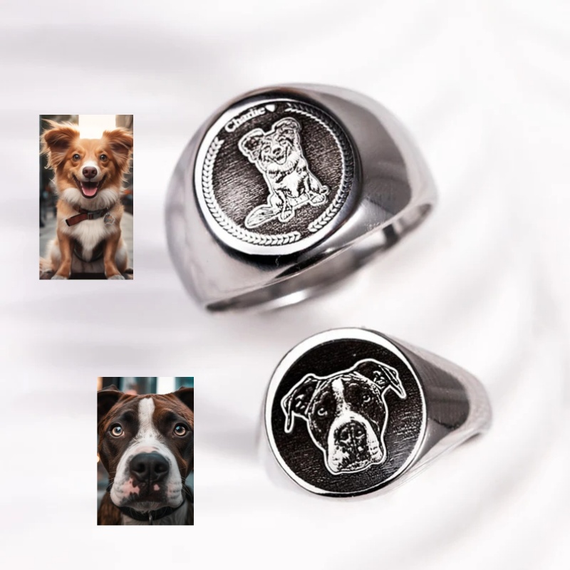 Men Accessories Photos - Custom Engrave Photo Signet Ring For
