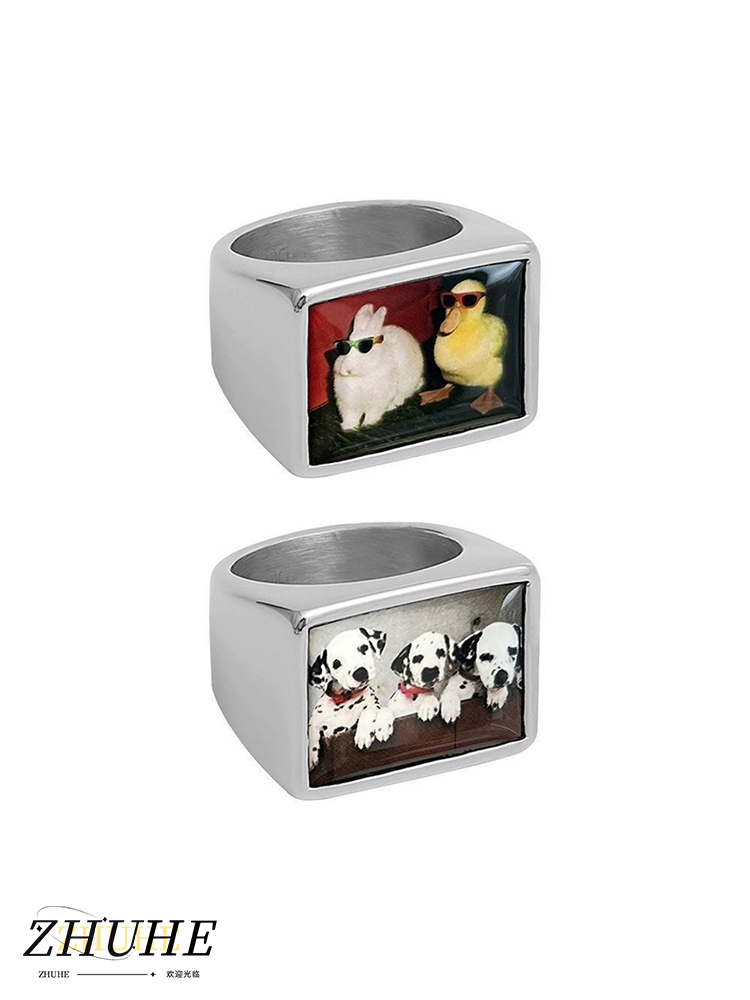 Men Accessories Photos - Copper Alloy Animal Photo Print Signet