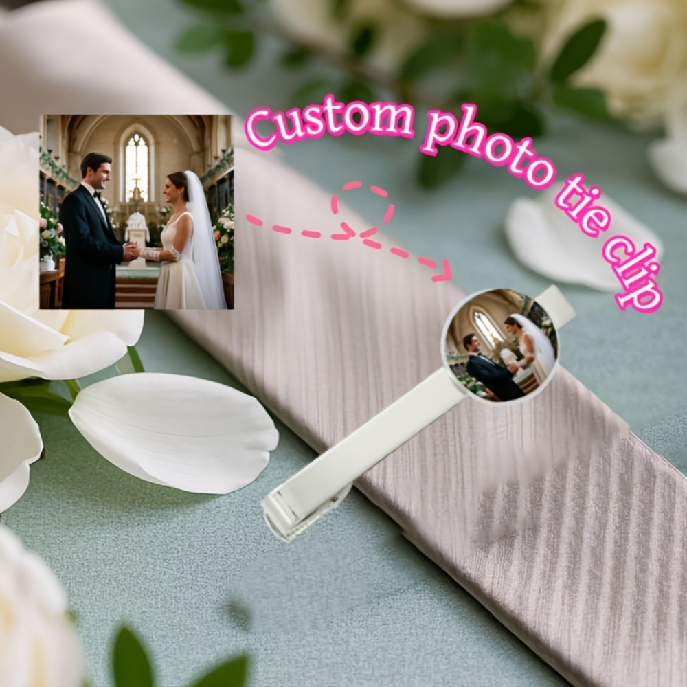 Men Accessories Photos - Custom Photo Engraved Text Tie Clip,