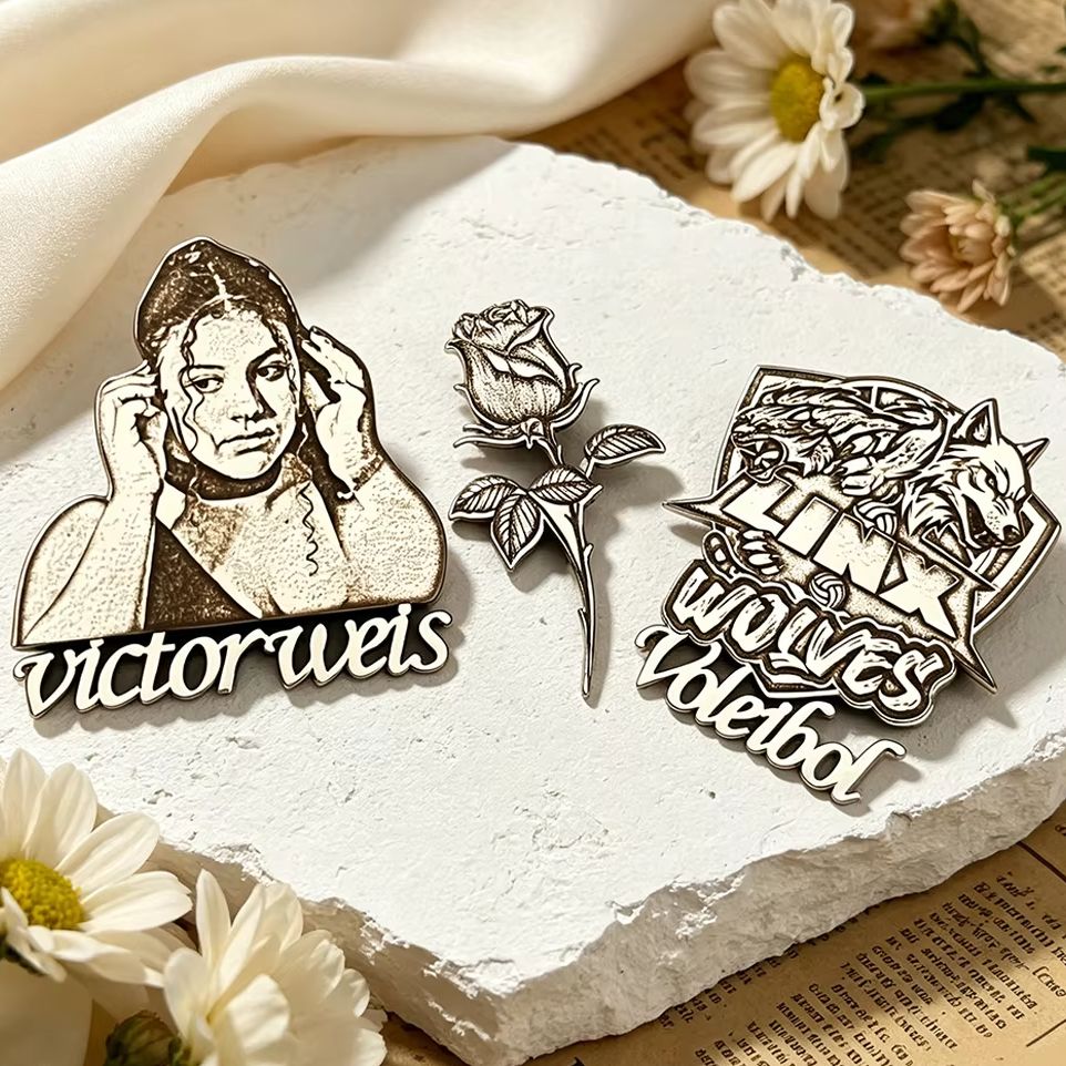 Men Accessories Photos - Custom Men Portrait Rose Photo Brooch