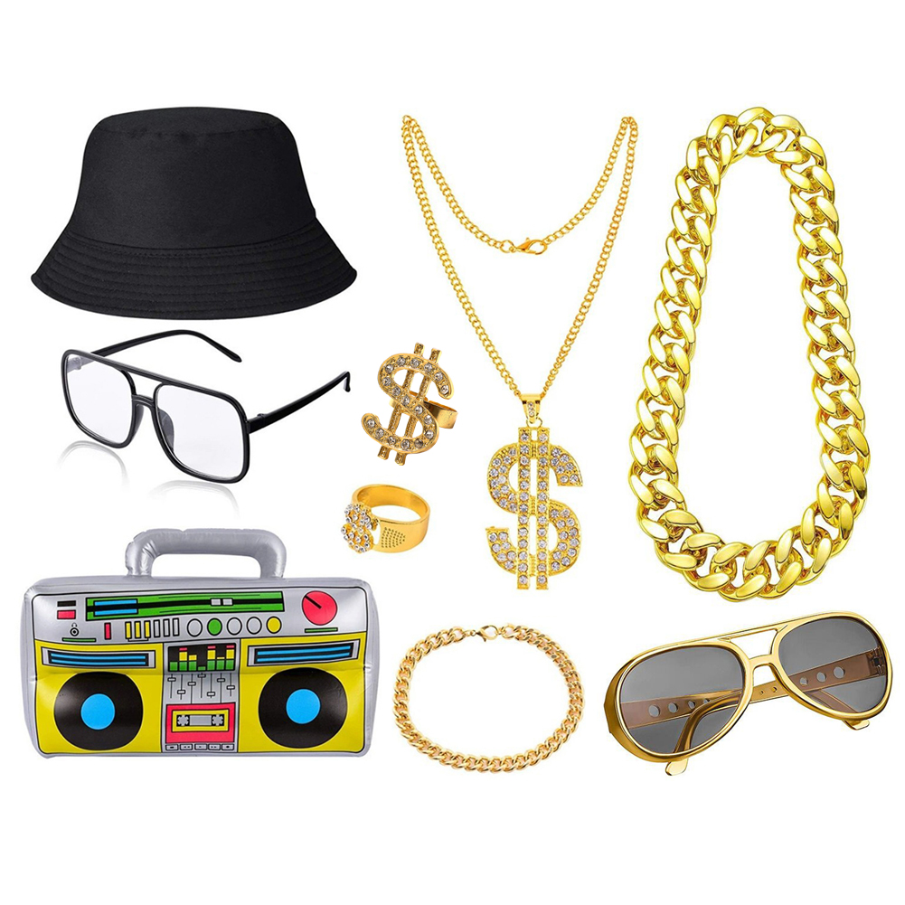 80s 90s Hip Hop Costume Kit fo - Men'S Accessories In The 80S 评论和价格