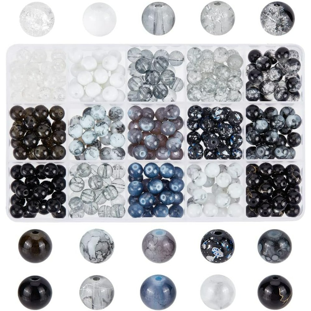 300pcs 8mm Black Glass Beads 1 - Men Accessories Bracelet 评论和价格