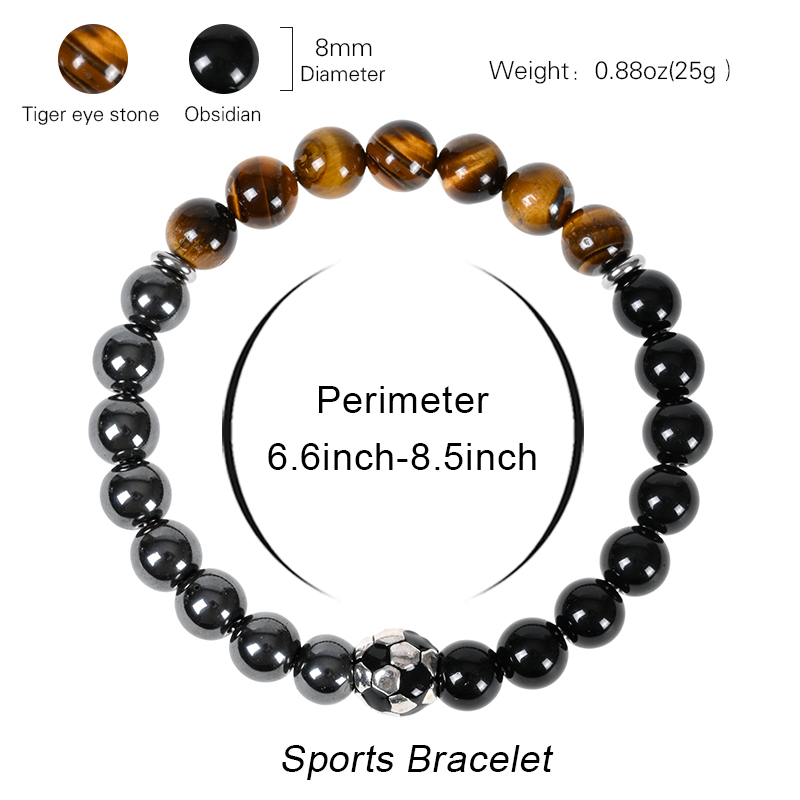 Soccer Bracelet Black Obsidian - Men'S Accessories Gift Ideas 评论和价格