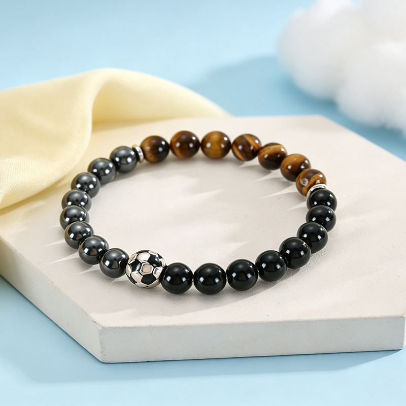 Soccer Bracelet Black Obsidian - Men'S Accessories Gift Ideas 评论和价格