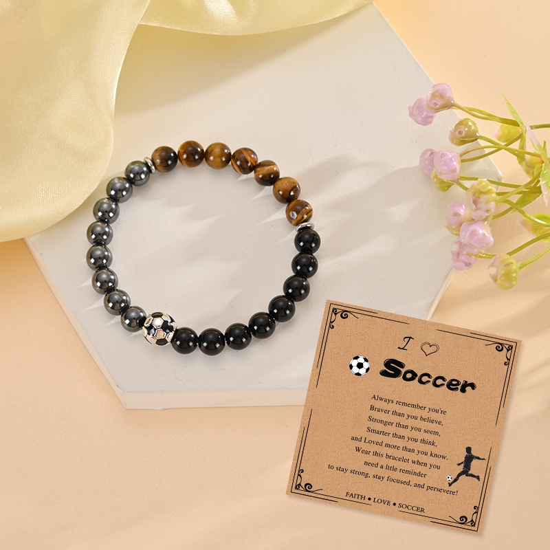Soccer Bracelet Black Obsidian - Men'S Accessories Gift Ideas 评论和价格